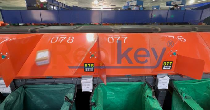 Realkey مرتب کننده کمربند متقاطع in operation at warehouse facility