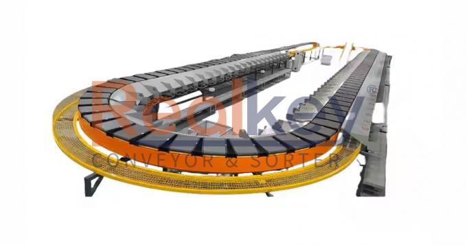 مرتب کننده کمربند متقاطع system in industrial warehouse setting
